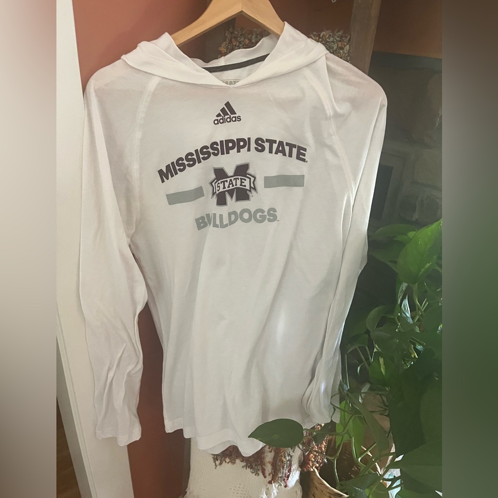 Adidas Mississippi State Ultimate Hooded White Tshirt